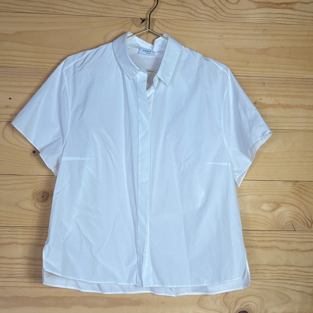 Akris Punto white ruffle back‎ blouse size 14